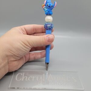 Blue Character Pen with Rhinestone Accent